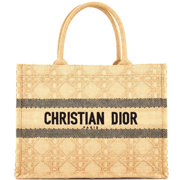 Christian Dior Book Tote Cannage Embroidered Raffia Medium