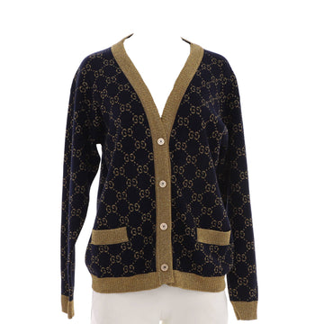 Gucci Women's V-Neck Cardigan GG Lame Cotton Blend