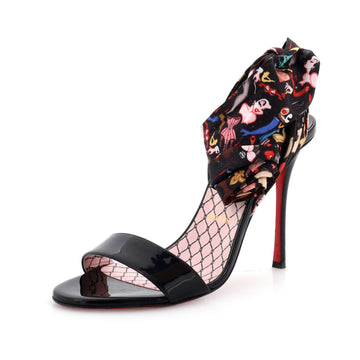 Christian Louboutin Women's Fetish du Desert Heeled Sandals Patent and Printed Fabric 100