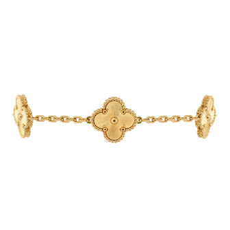 Van Cleef & Arpels Vintage Alhambra 5 Motifs Bracelet Guilloche 18K Yellow Gold