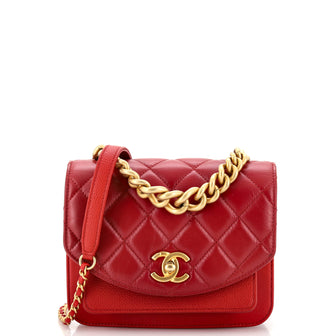 Chanel Chain Handle Flap Bag Quilted Calfskin with Caviar Mini
