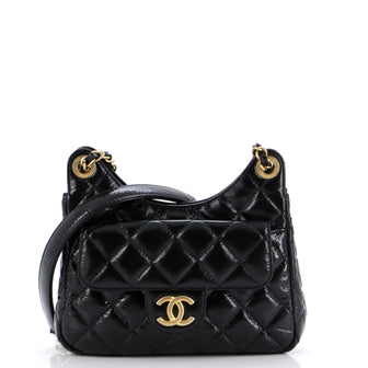Chanel Wavy CC Hobo Quilted Crumpled Calfskin Small
