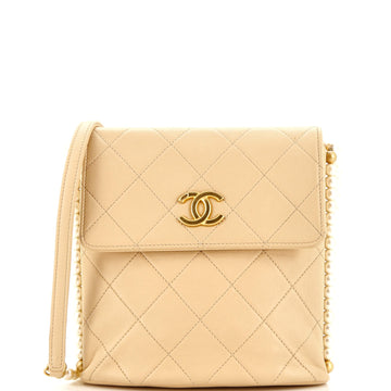 Chanel About Pearls Flap Hobo Quilted Calfskin Small