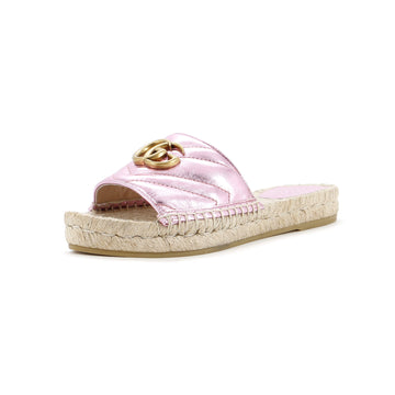 Gucci Women's GG Marmont Espadrilles Slide Sandals Matelasse Leather