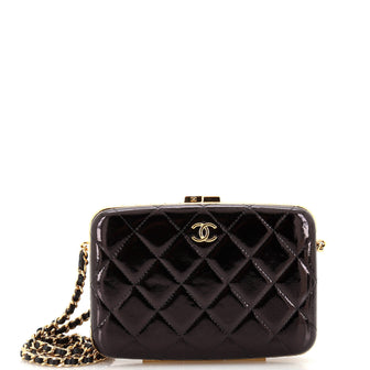 Chanel Framed Box Clutch with Chain Quilted Patent Small