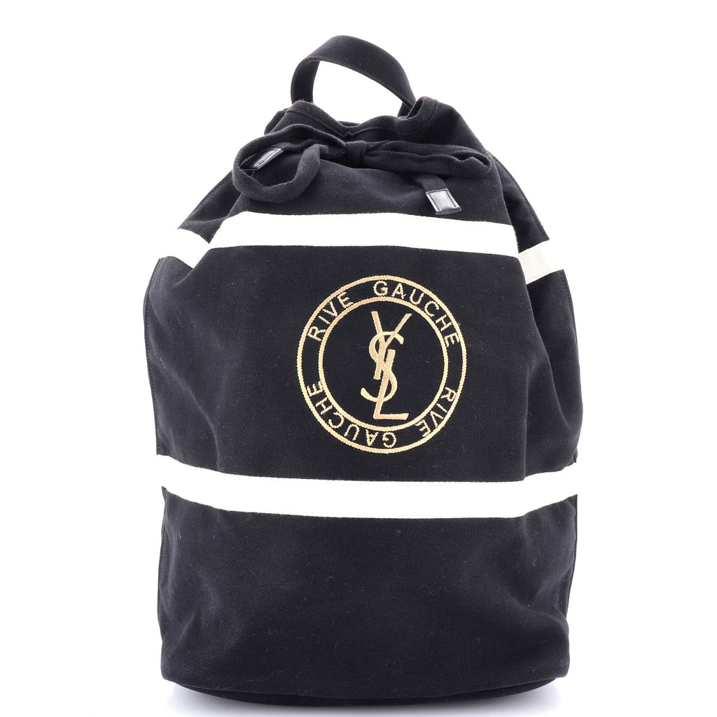 Saint Laurent Rive Gauche Drawstring Sling Bag Stripe Canvas  display picture 1
