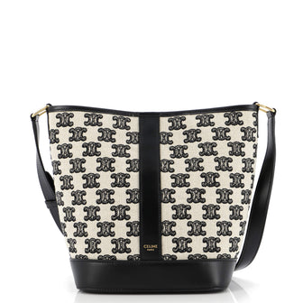 Celine Bucket Shoulder Bag Triomphe Canvas Small