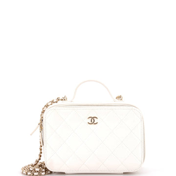 Chanel Double Zip CC Vanity Case Quilted Shiny Lambskin Small