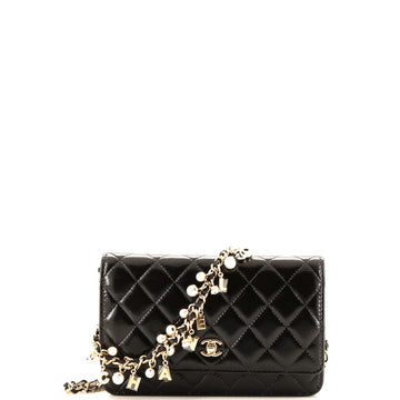 Chanel Pearl Charm Wallet on Chain Quilted Glazed Calfskin
