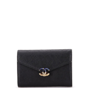 Chanel Thread Around Flap Wallet Quilted Caviar Compact
