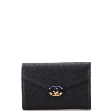 Chanel Thread Around Flap Wallet Quilted Caviar Compact