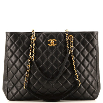 Chanel Classic CC Shopping Tote Quilted Caviar Large