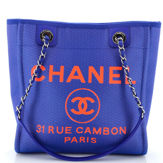 Chanel North South Deauville Tote Mixed Fibers Small