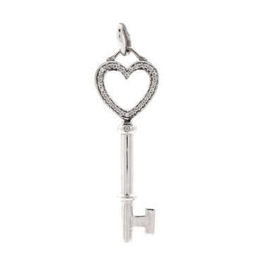 Tiffany & Co. Heart Key Pendant Charm Pendant & Charms 18K White Gold and Diamonds Medium