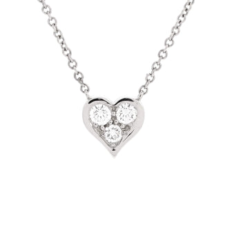 Tiffany & Co. Heart 3 Diamond Pendant Necklace Platinum with Diamonds