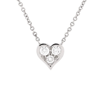 Tiffany & Co. Heart 3 Diamond Pendant Necklace Platinum with Diamonds