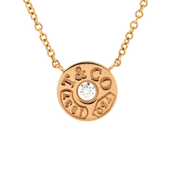 Tiffany & Co. 1837 Circle Pendant Necklace 18K Rose Gold with Diamond