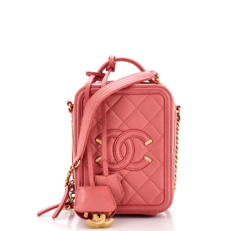 Chanel Filigree Vertical Vanity Case Quilted Caviar