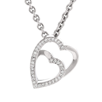 Cartier Double Heart Pendant Necklace 18K White Gold with Diamonds