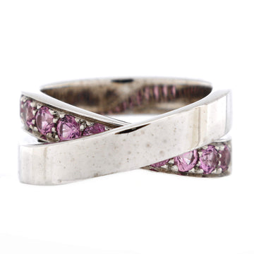 Cartier Paris Nouvelle Vague Crossover Ring 18K White Gold with Pink Sapphires