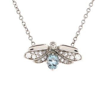 Tiffany & Co. Paper Flowers Firefly Pendant Necklace Platinum with Diamonds and Aquamarine Small