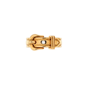 Hermes Belt Buckle Ring 18K Yellow Gold with Diamond
