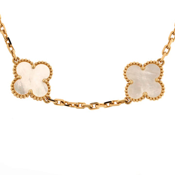 Van Cleef & Arpels Vintage Alhambra 10 Motifs Necklace 18K Yellow Gold and Mother of Pearl