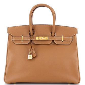 Hermes Birkin Handbag Brown Courchevel with Gold Hardware 35
