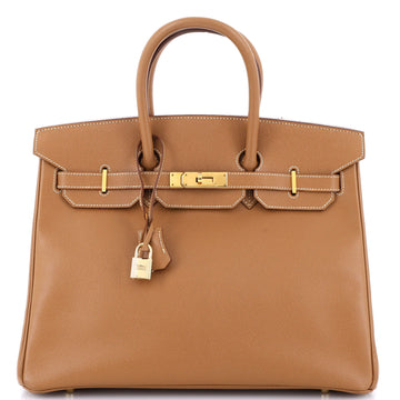Hermes Birkin Handbag Brown Courchevel with Gold Hardware 35