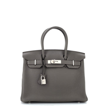Hermes Birkin Handbag Grey Togo with Palladium Hardware 30