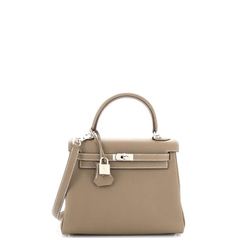 Hermes Kelly Handbag Grey Togo with Palladium Hardware 25