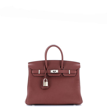 Hermes Birkin Handbag Red Togo with Palladium Hardware 25