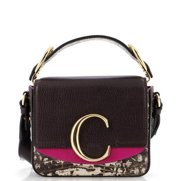 Chloe C Flap Bag Leather with Lizard Embossed Detail Mini