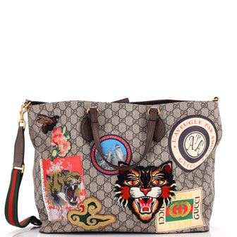 Gucci Courrier Convertible Soft Open Tote GG Coated Canvas with Applique Large