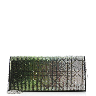 Christian Dior Convertible Chain Clutch Sequin Embellished Cannage Quilt Satin