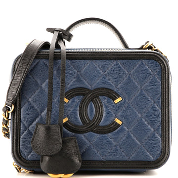 Chanel Filigree Vanity Case Quilted Caviar Medium