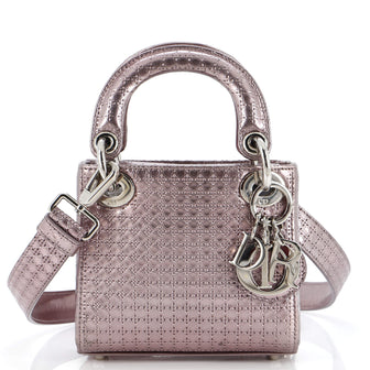 Christian Dior Lady Dior Bag Micro Cannage Metallic Calfskin Mini
