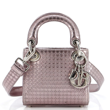 Christian Dior Lady Dior Bag Micro Cannage Metallic Calfskin Mini