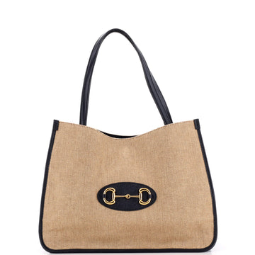 Gucci Horsebit 1955 Tote Canvas and Leather Medium