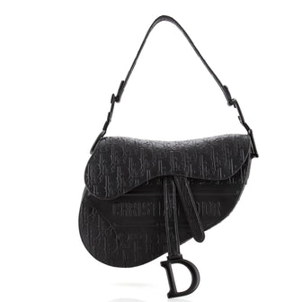 Christian Dior Saddle Handbag Oblique Embossed Calfskin Medium