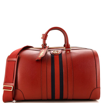 Gucci Savoy Web Convertible Duffle Bag Leather Medium