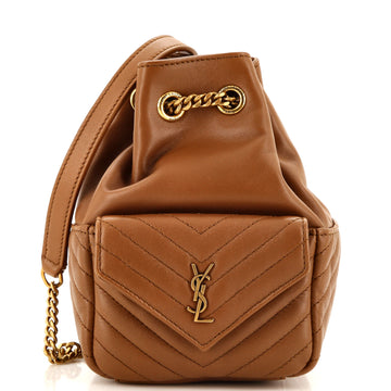 Saint Laurent Joe Bucket Bag Matelasse Chevron Leather Mini