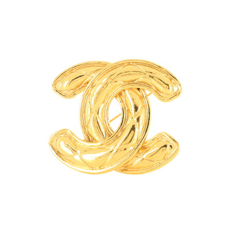 Chanel Vintage Quilted CC Brooch Metal