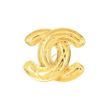 Chanel Vintage Quilted CC Brooch Metal