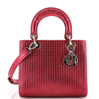 Christian Dior Lady Dior Bag Micro Cannage Metallic Calfskin Medium