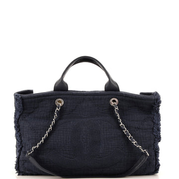 Chanel Double Face Deauville Tote Fringe Quilted Canvas Large