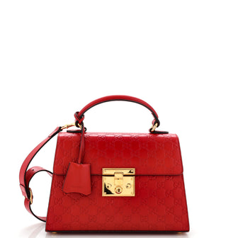 Gucci Padlock Top Handle Bag Guccissima Leather Small