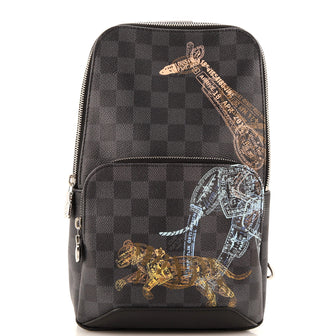 louis vuitton animal backpack Louis Vuitton Avenue Sling Bag Limited Edition Wild Animals Damier Graphite Black 2889661