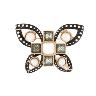 Chanel Butterfly Brooch Metal and Enamel with Faux Pearls and Crystal