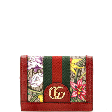 Gucci Ophidia Flap Card Case Flora GG Coated Canvas